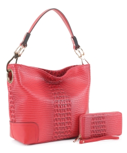 Crocodile Skin Hobo Handbag BW-1470A RED